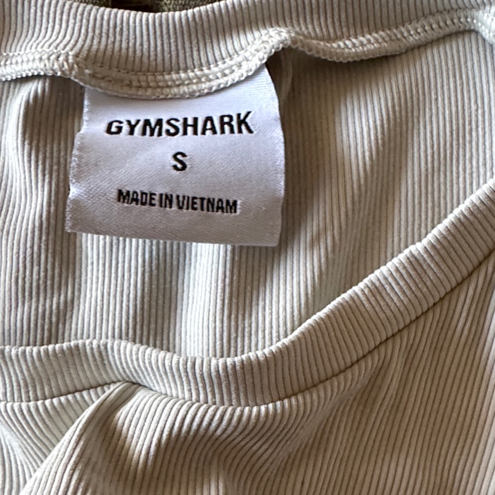 Gymshark Cream Ribbed Tank Top - Picture 2 of 2